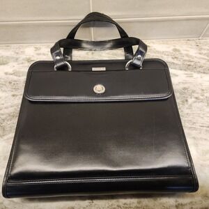 Franklin‎ Covey Black Leather Portfolio Organizer with Calculator Briefcase VTG